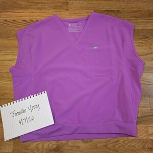 Figs Women's V-Neck Sleeveless Top in Bright Magenta